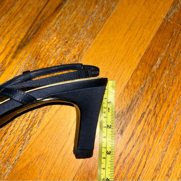 Mootsies Tootsies Collection Vintage Navy Blue Satin Slingback Block Heel 7.5M - Picture 3 of 6